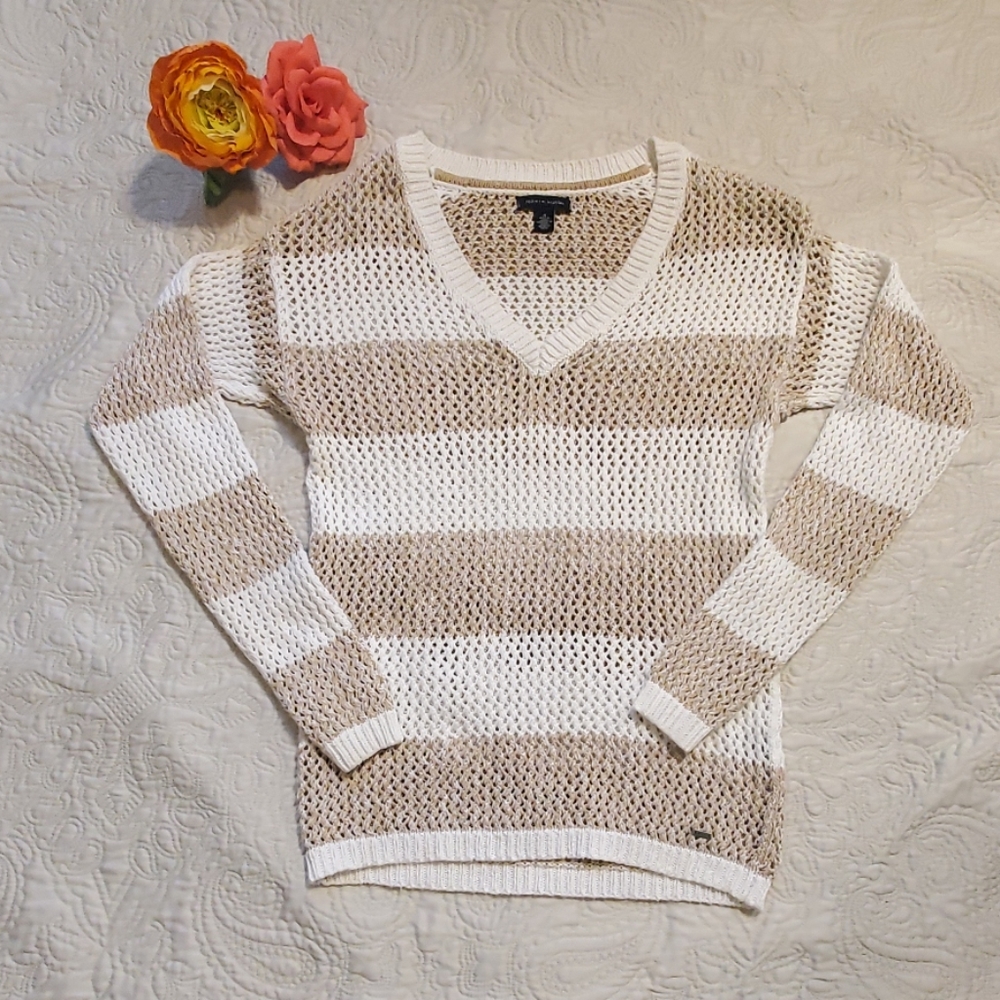 Tommy Hilfiger V. Neck Striped Sweater
